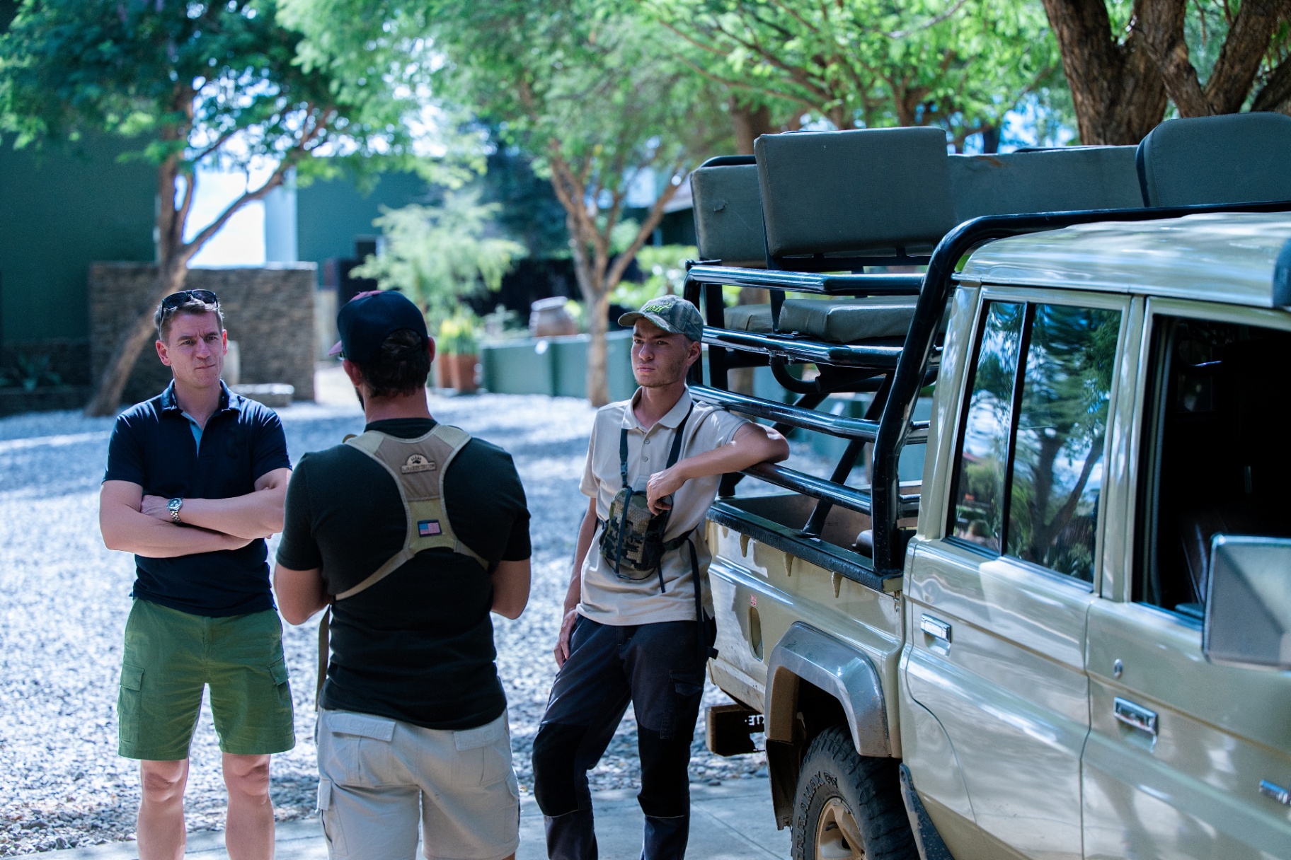 Guide briefing guests before safari