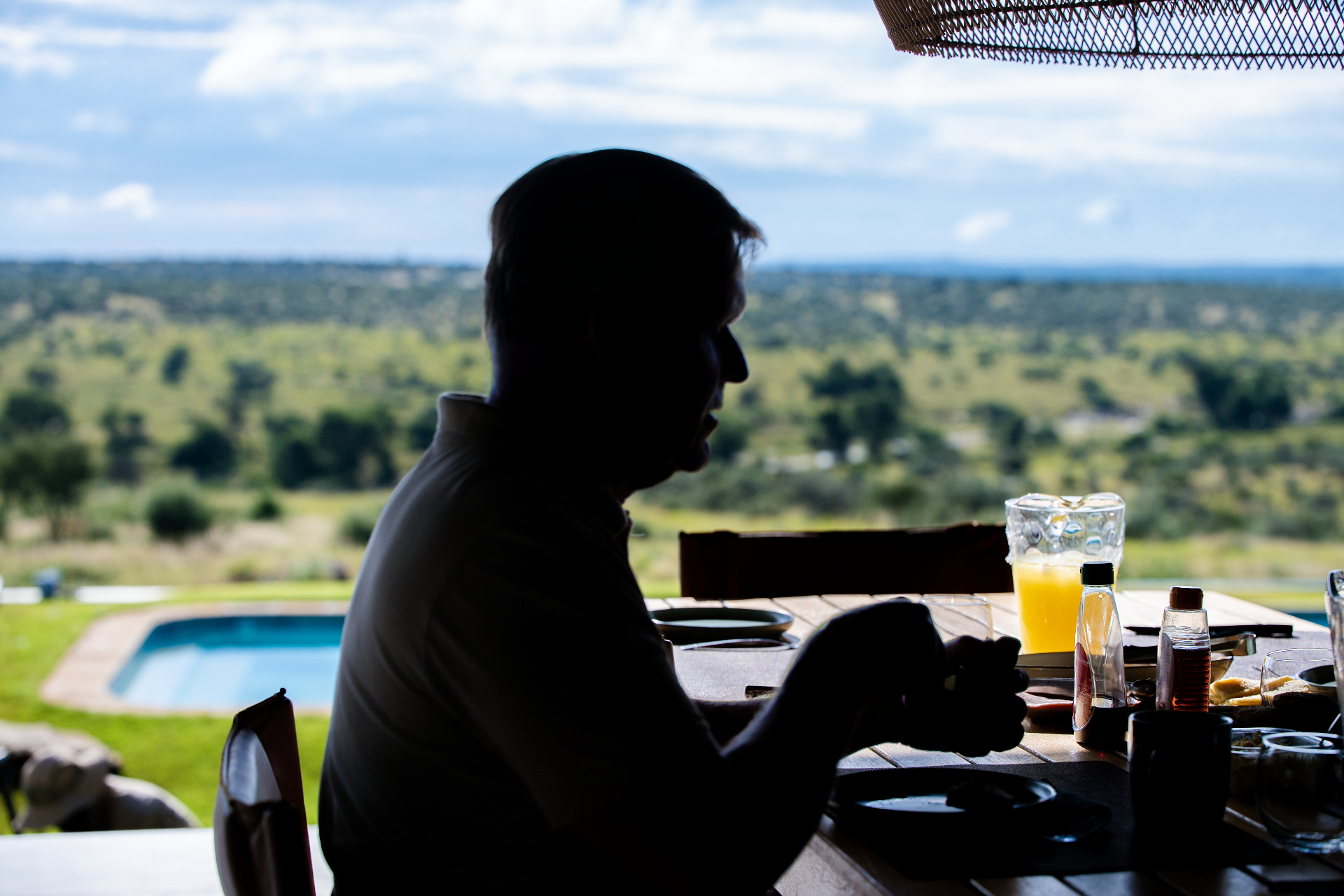 Breakfast silhouette at sunrise