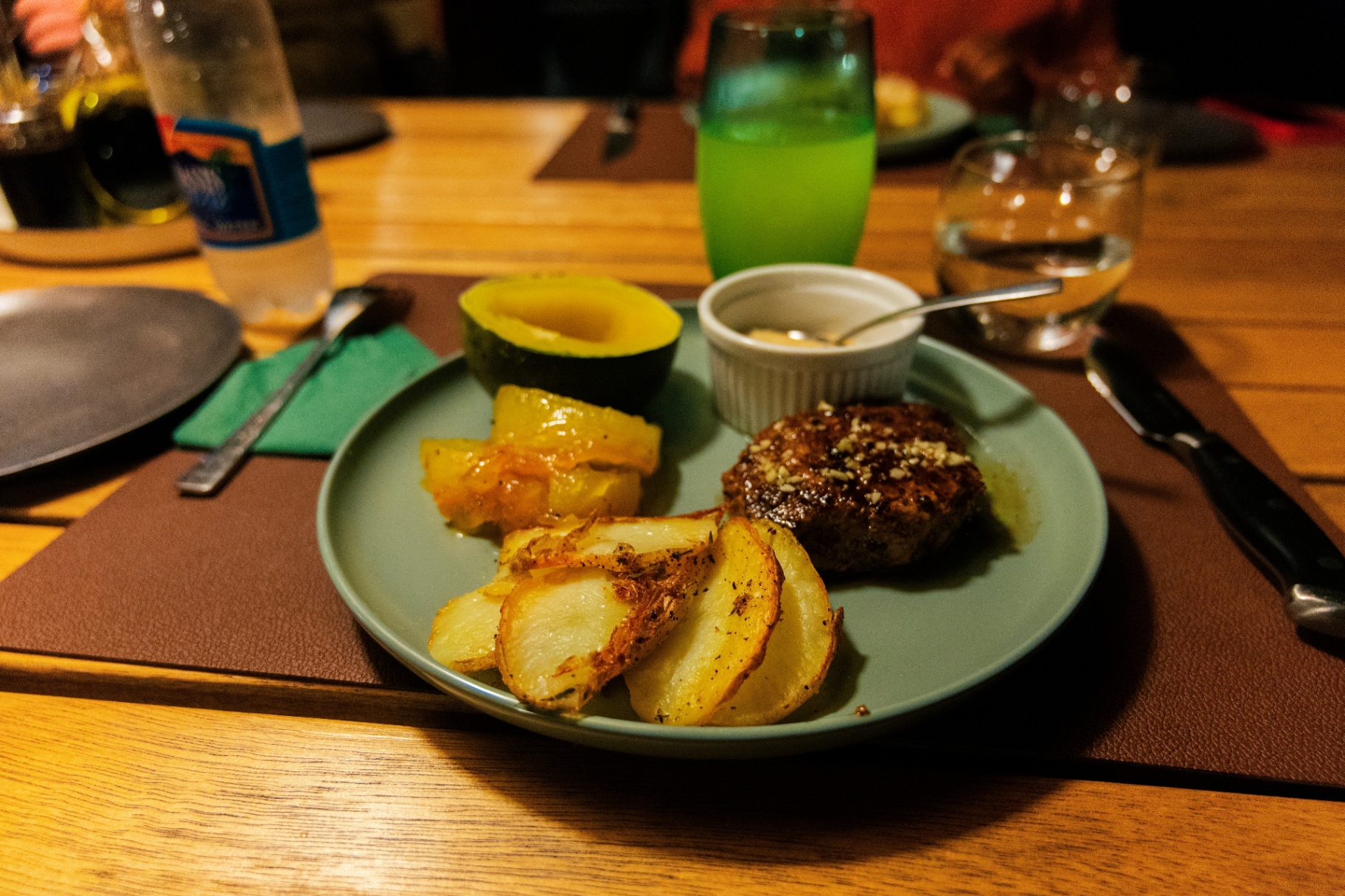 Plated steak with potatoes