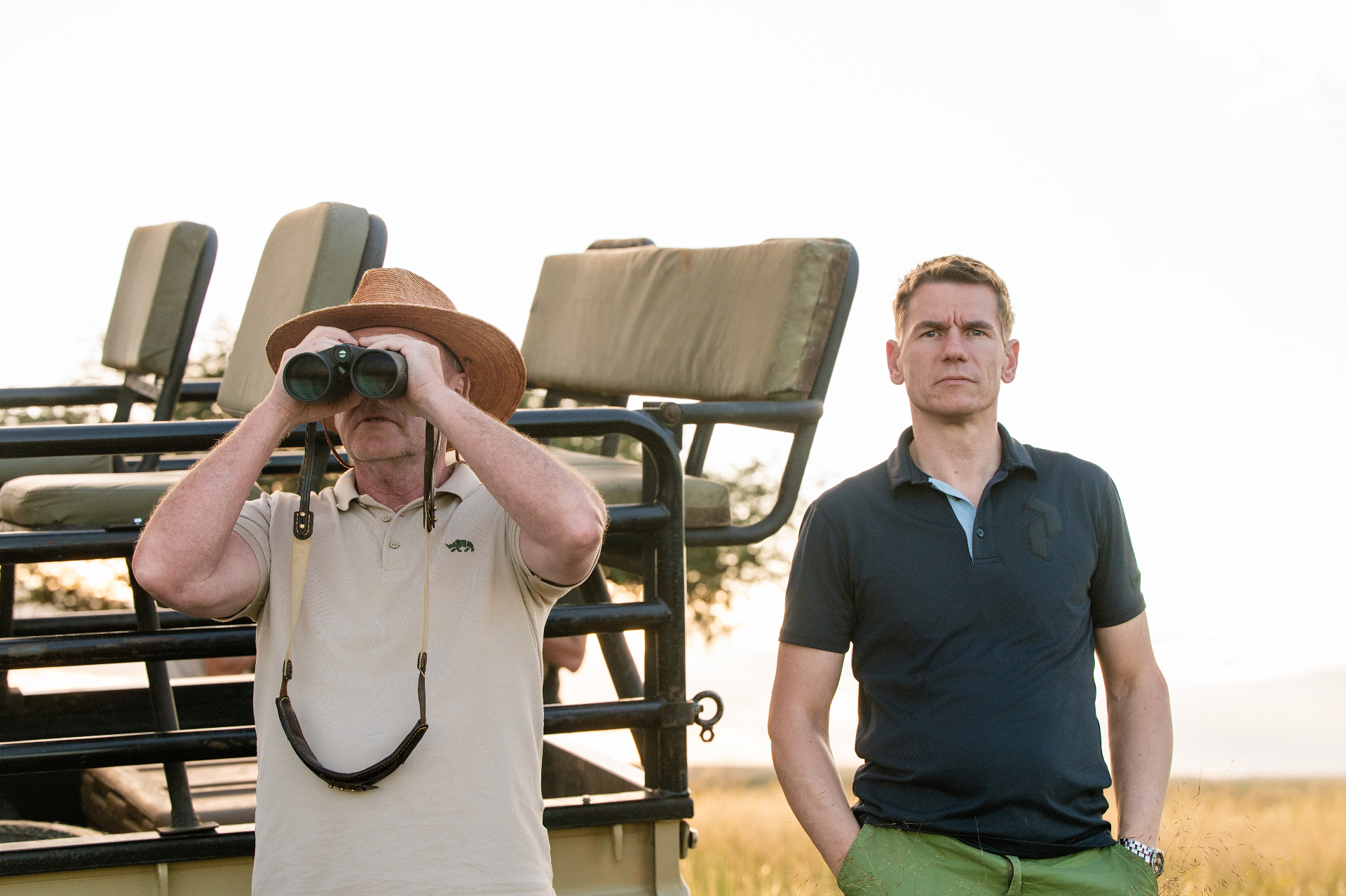 Guests on safari game drive